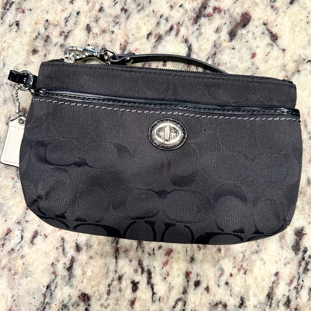 EUC coach wristlet canvas logo